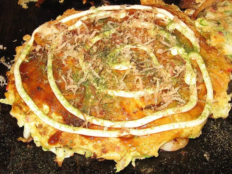Okonomiyaki (example photo, not taken at a stop in this guide)